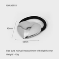 Detail of silver heart charm hair tie with measurements and high elasticity black band - Silver Heart Style (NXA3011S)