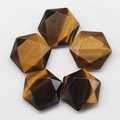 Set of 5 faceted Tiger Eye stone beads with golden stripes and chatoyancy effect - Tiger's Eye