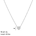 Silberne Herzanhänger-Halskette mit Pavé-Diamanten an einer feinen Kette - Platin