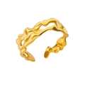 Adjustable 18k gold plated stainless steel ring with liquid lava irregular texture - Lava Texture / Gold