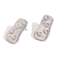 Irregular silver wavy stud earrings with sparkling crystals in 18K gold plating - Silver