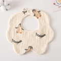 Soft breathable cotton petal baby bib with cute penguin print and snap button - Gauze Flower Wrap - Cute Penguin