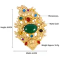 Vintage matte gold deer brooch with colorful crystals, dimensions 8.8cm by 6.2cm - Vintage Hollow Elk (DW0558) / Matte Gold