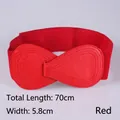 Elastic red waist belt for women with 70cm length and 5.8cm width teardrop buckle - 70cm / Red