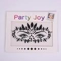 Face crystal stick-on jewels with black and silver rhinestones for party makeup looks - HF-087 Black Clear