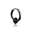 Polished black stainless steel hoop earring with a conical bead in street punk style - Black Single Cone Ear Buckle