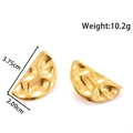 Gold semi-circular hammer-pattern stud earrings measuring 3.75cm with a metallic finish - Hammered Half-round Style / Gold