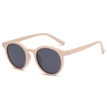 Occhiali da sole rotondi classici in rosa beige opaco con lenti grigio scuro - Montatura Beige Avorio