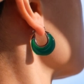 Orecchino a luna in resina verde traslucida a forma di U con clip in acciaio inossidabile - Resina Verde Acciaio
