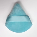 Single blue triangular velvet powder puff with matching ribbon handle on white background - Green / Single Naked Pack