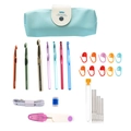 Kit de crochets en aluminium avec aiguilles colorées, sac et accessoires de tricot - Ensemble de 7 crochets avec accessoires de sac en PU