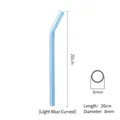 Reusable light blue bent glass straw with 20cm length and 8mm diameter for drinks - Curved Tube / Light Blue