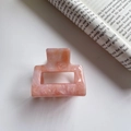 Pink marble acetate hair claw clip with geometric hollow square design for women - 5.2cm / Dusky Pink