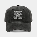 Detailed close-up of white 60th birthday embroidery on washed black cotton baseball cap - 60th Birthday Style - Black