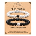 Set di bracciali per coppia con perline bianche e nere e ciondoli a cuore - Stile Carta Pinky Promise
