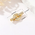 Close-up of 14K gold pearl necklace clasp with dimensions and zircon inlay details - 14K Gold H-12212 Geometric Inlay