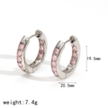Dimensioni dettagliate dei cerchi in argento con zirconi rosa e altezza di 19,5 mm - Base Argentata Zircone Rosa (TE60203-S-PK)