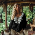 S Black White Lace Crochet