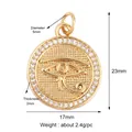 Gold plated Eye of Horus circular pendant with white zircon micro-inlays - Gold Eye of Horus Style (K082780K2)