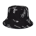 Dettaglio della stampa Thug Life su un cappello a secchiello in cotone nero stile streetwear - M (56-58cm) / Stile Testo Graffiti Thug Life (3#)