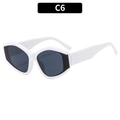 Fashionable oversized irregular sun glasses with bright white frames and dark gray lenses C6 - C6-Solid White Frame Grey Lens