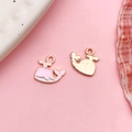 Pink and white enamel whale charms for DIY jewelry making in a set of two pieces - Pink Enamel Ocean Whale