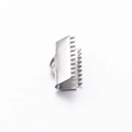 Silver stainless steel ribbon crimp end with teeth for DIY jewelry making and necklaces - 15mm / Steel