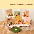Set of 6 creative 3D pop-up Christmas cards with matching envelopes and stickers - Christmas Melody 3D Cards - Full Collection