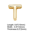 Detailed view of gold-plated 26 letters T-shaped pendant with size specifications - Letter T
