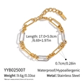 Detailweergave van de tweekleurige roestvrijstalen armband met afmetingen en karabijnsluiting - Tweekleurige Grove Schakelarmband (YYB025007)