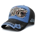 Blue and black vintage washed cotton baseball cap with Sharks embroidery and distressed edges - Adjustable / Sky Blue