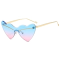 Occhiali da sole a cuore senza montatura con lenti sfumate blu-rosa e aste in metallo dorato - Montatura Oro Lente Sfumata Blu Rosa