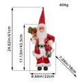 Père Noël debout avec sac à cadeaux et lampe, dimensions montrant 61 cm de hauteur - Style Chapeau Imprimé Rouge