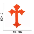 Detail of orange cross embroidered patch with precise 10.7cm x 7.4cm dimensions on white - No.4-Orange (W22SZJ-045-04)