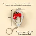 Realistic artificial oyster keychain featuring half-shell texture and silver metal ring - Tomato Sauce Oyster - Keychain