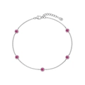 S925 sterling silver bracelet featuring five round pink opal stones in a silver setting - 925 Silver / White Gold Red