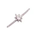 Silver star connector charm with sparkling zircon inlay and dual hanging loops for DIY jewelry - Silver Plated Eight-Point Star with Zirconia