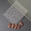 Detailed 3D embossed nail art stickers with pearls and hearts on nude pink manicure - Pearl Heart Curve Style (CO-170)
