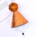 Sparkling orange gold glitter pet birthday hat with adjustable strap and pom-pom topper - Encrypted Glitter Pom Pom Hat / Orange