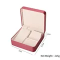 Deep red PU leather jewelry gift box set with light beige interior and 14cm width - Burgundy