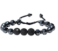 Adjustable hematite beaded bracelet with black micro-inlaid zircon balls for men - Hematite with Black Zirconia Ball