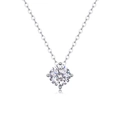 Detail of s925 sterling silver necklace featuring a sparkling round cut moissanite pendant - Four-Prong Round Style (N12957) - 1ct + GRA Certificate