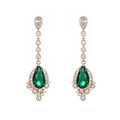 Vintage emerald-style teardrop earrings with pave diamonds in elegant rose gold finish - Waterdrop Emerald Style (D)