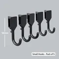 Set of 5 black 58mm pegboard hooks for multifunctional home and office wall storage - J-Hooks 5Pcs - Black