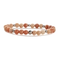 Detail of 6mm tiger eye agate beaded bracelet with orange gradient stones and silver beads - 6MM Pink Aventurine