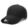 Classic black solid color baseball cap in vintage style with washed cotton fabric - Adjustable / Black
