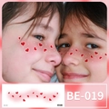 Cute heart face tattoo stickers BE-019 with red hearts and dots for creative makeup - Red Heart Blush Style (BE-019)