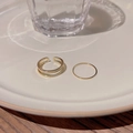 Modern gold-plated double-layer open ring set with minimalist smooth band on ceramic plate - Gold - 2pcs Minimalist Open Set