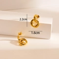 Polished 18K gold plated triple hoop interlocking earrings, 2.2cm diameter - Double Layer Double Ring / Gold