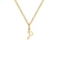 Golden stainless steel necklace featuring a letter P pendant with a small heart accent - Letter P